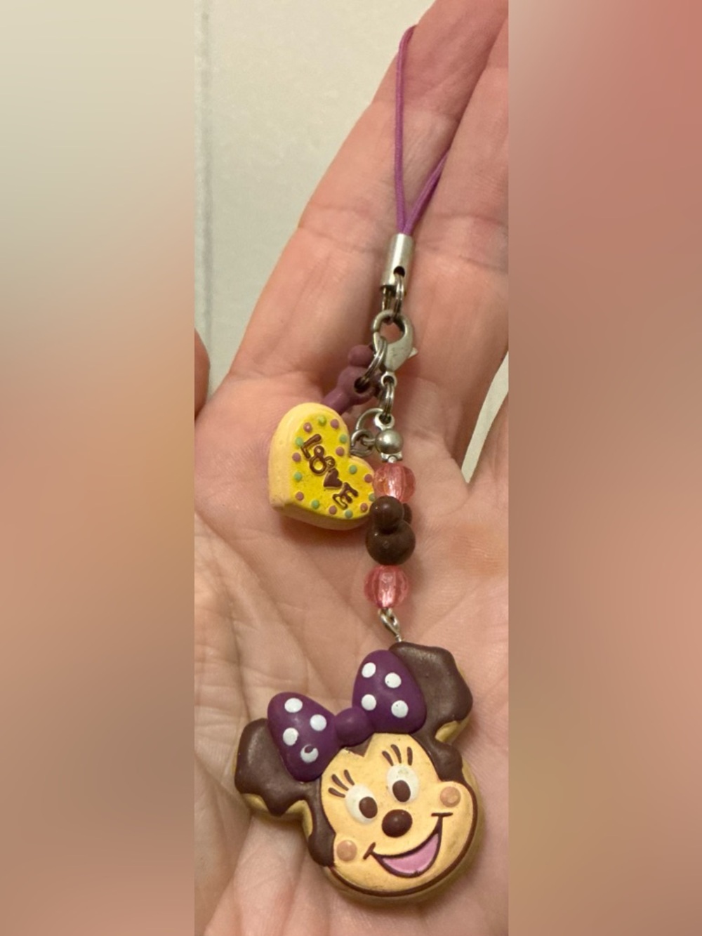 Rare Tokyo Disney Resort Minnie Mouse Cookie Style Strap Cellphone Handbag Charm